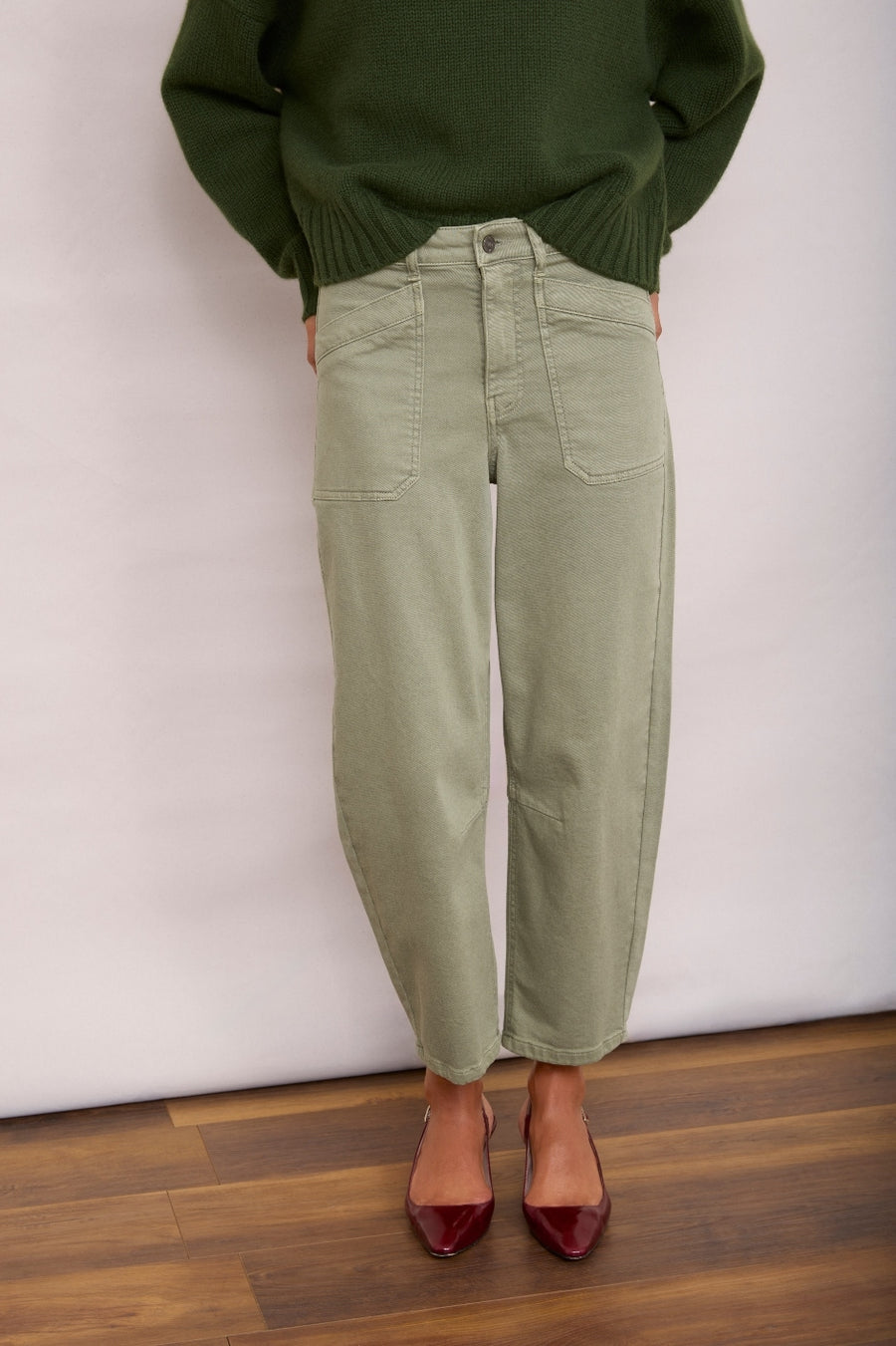 Kaya Cargo Barrel Jean - Olive Green