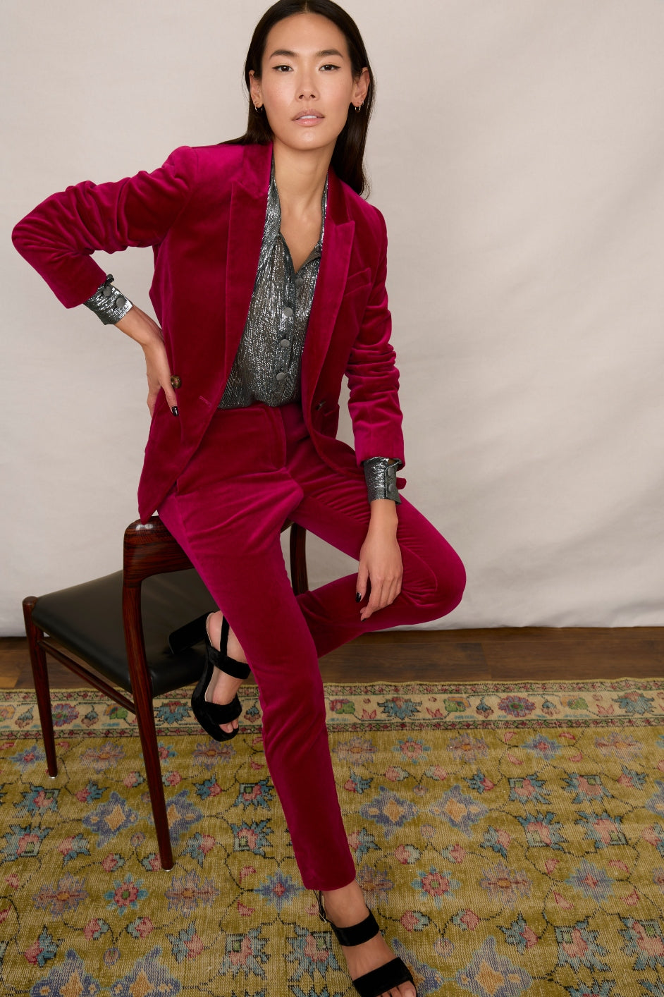 Sandrine Velvet Trouser - Raspberry