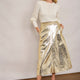 Lateisha Faux Leather Skirt - Gold Crackle