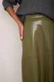 Lateisha Faux Leather Skirt - Olive Patent