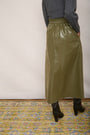 Lateisha Faux Leather Skirt - Olive Patent