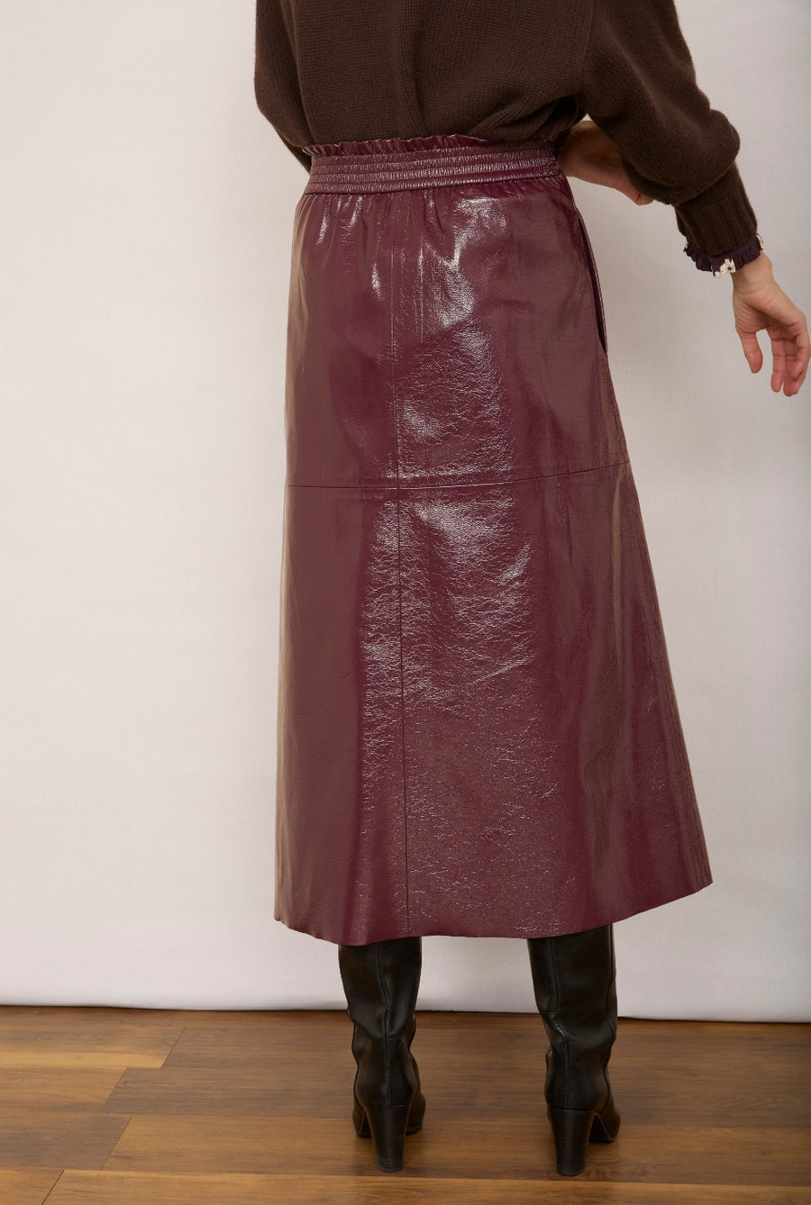 Lateisha Faux Leather Skirt - Plum Patent