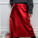 Lateisha Faux Leather Skirt - Red Metallic