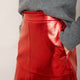 Lateisha Faux Leather Skirt - Red Metallic