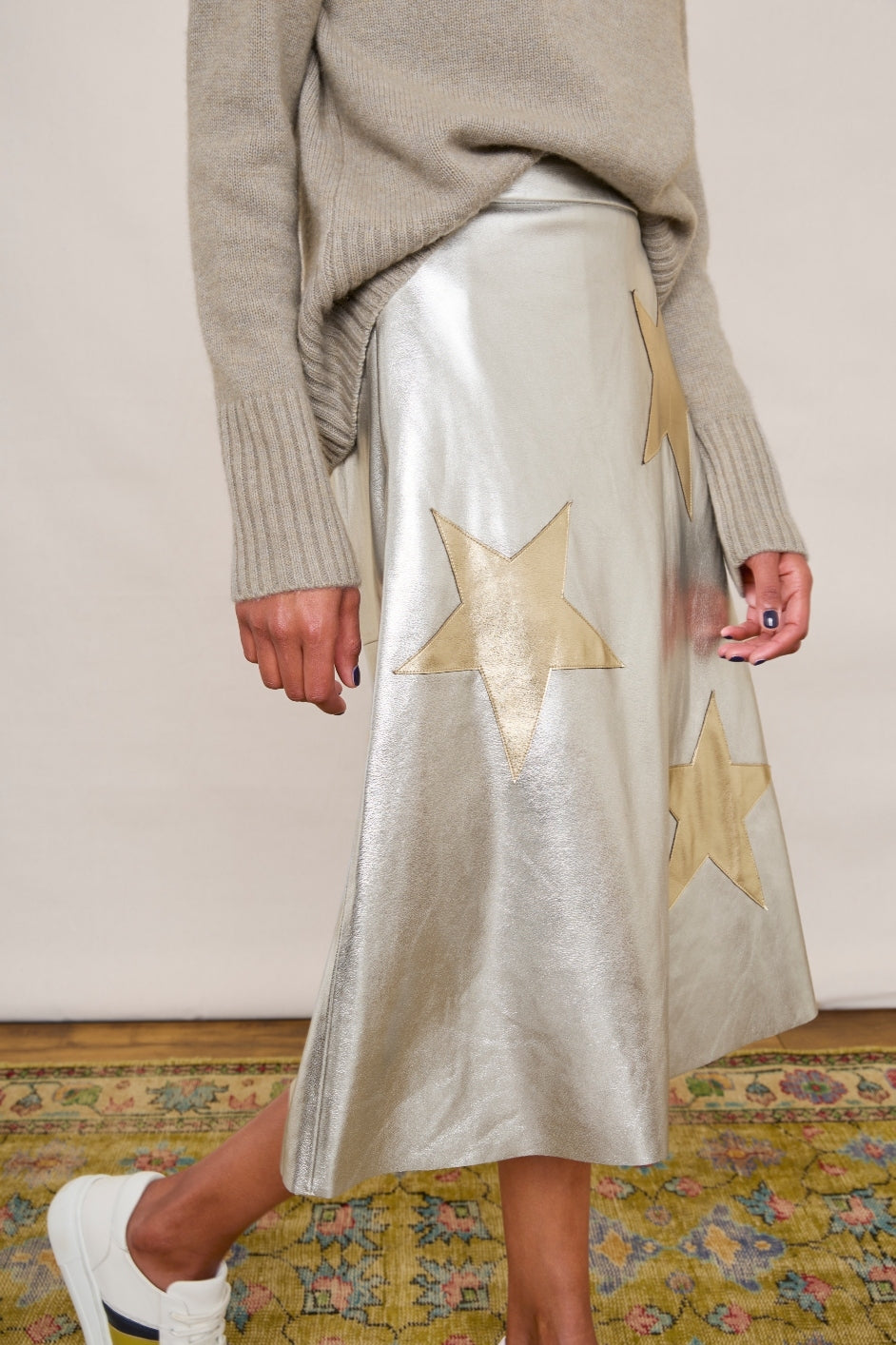 Lateisha Faux Leather Star Skirt - Silver/Gold – WYSE London