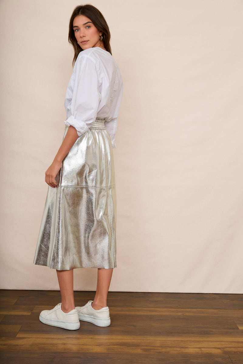 Lateisha Faux Leather Star Skirt - Silver/Gold – WYSE London