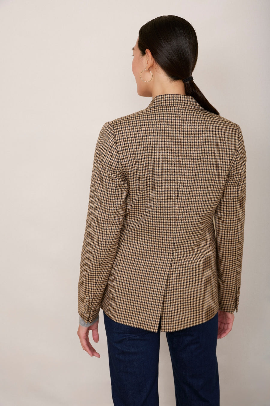 Leia Blazer - Tan Mini Check