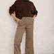 Leia Cropped Trouser - Tan Mini Check