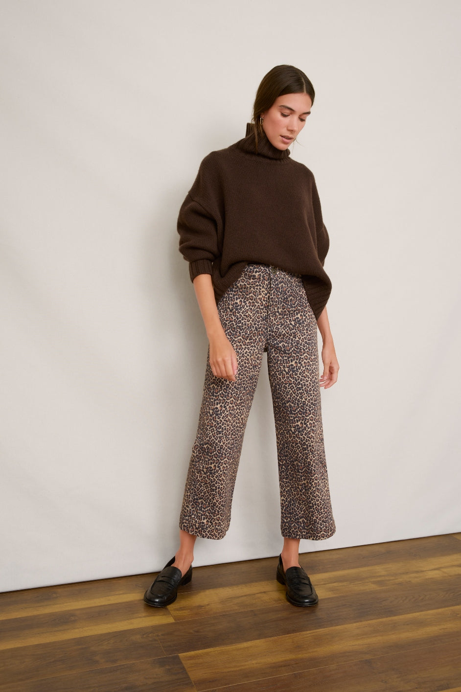 Allie Flare Cropped Jean - Leopard