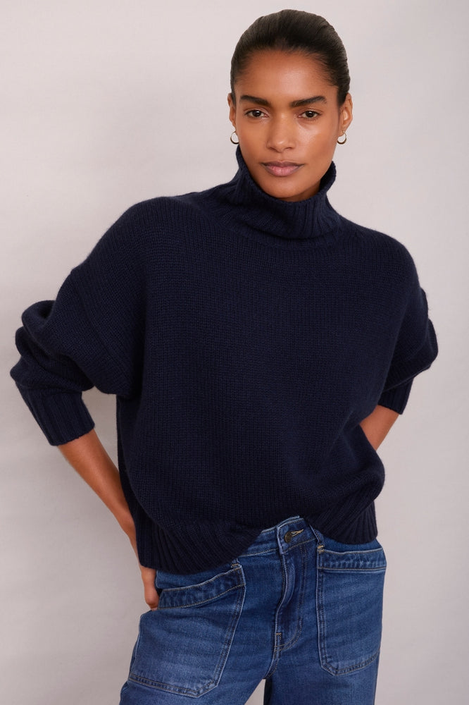 Liana Chunky Funnel Neck Jumper - Midnight