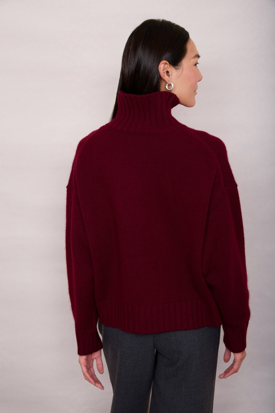 Liana Chunky Funnel Neck Jumper - Plum