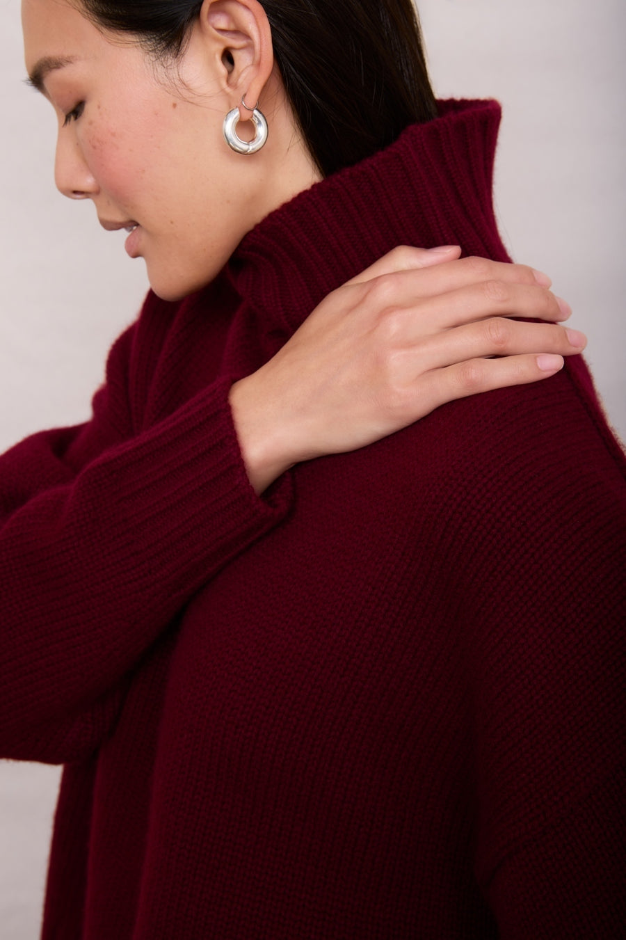 Liana Chunky Funnel Neck Jumper - Plum