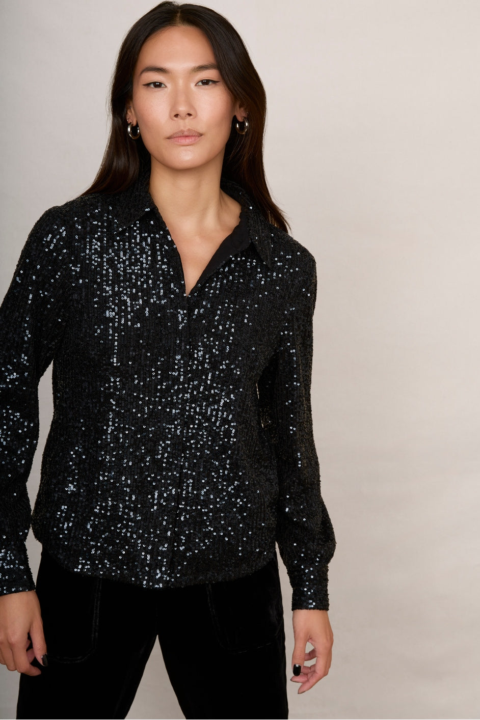 Libby Sequin Shirt - Blue/Black