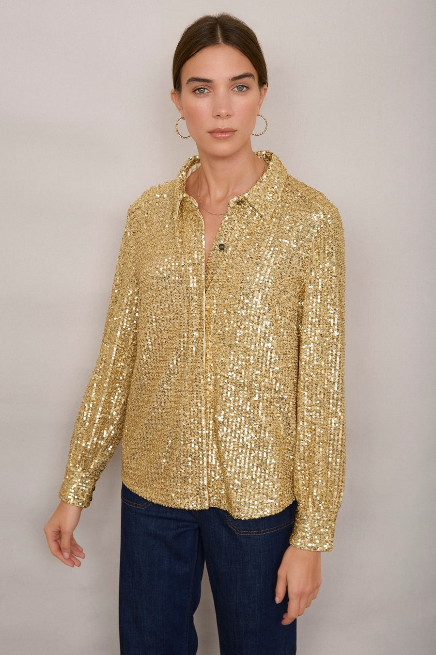 Libby Sequin Shirt - Gold