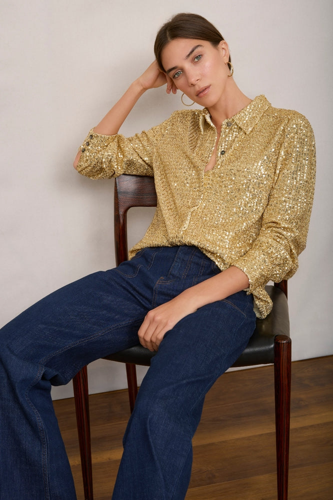 Libby Sequin Shirt - Gold