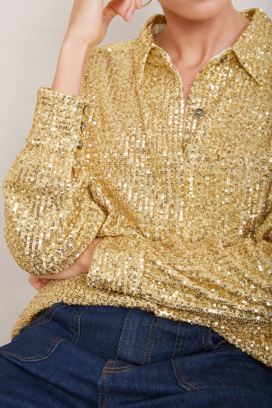 Libby Sequin Shirt - Gold