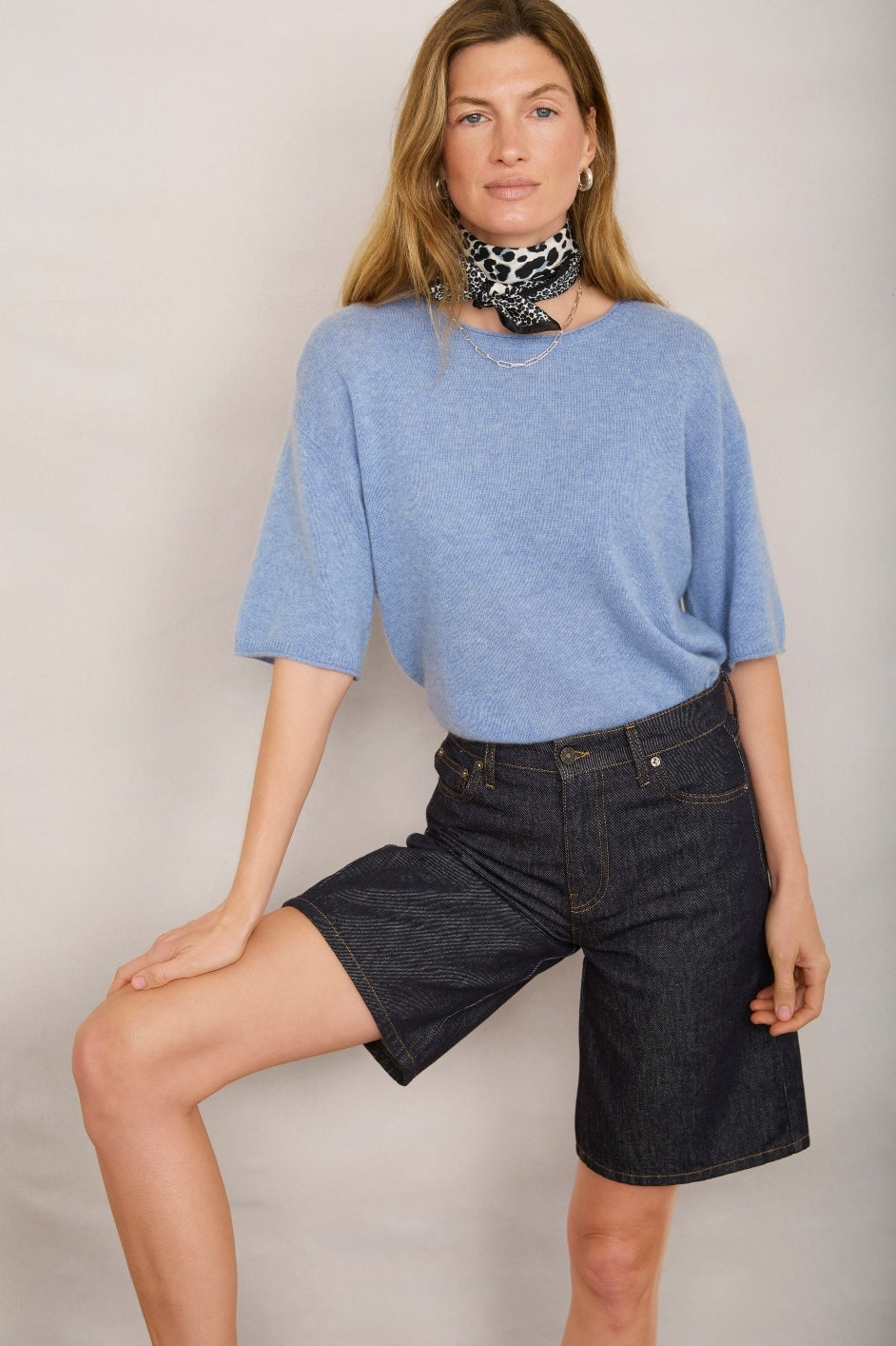 Chrissie Cashmere T-Shirt - French Blue