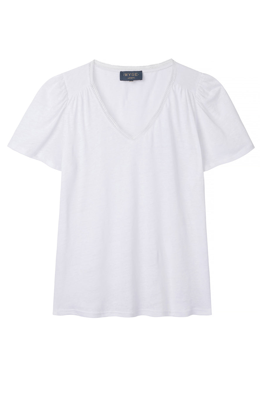 Lily Linen Tee Lace Trim - White