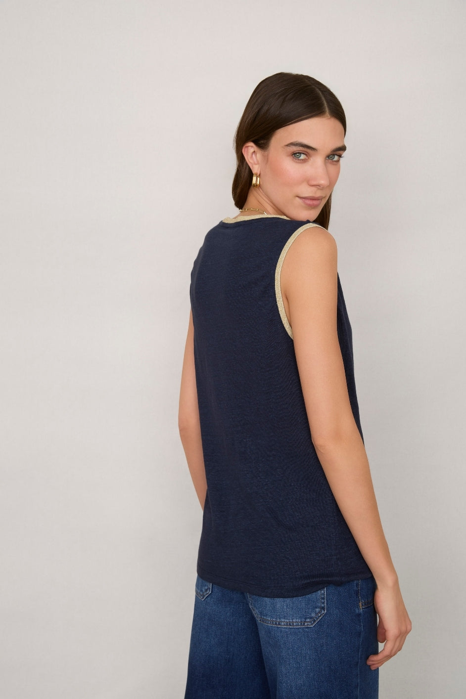 Lily Linen Vest - Midnight