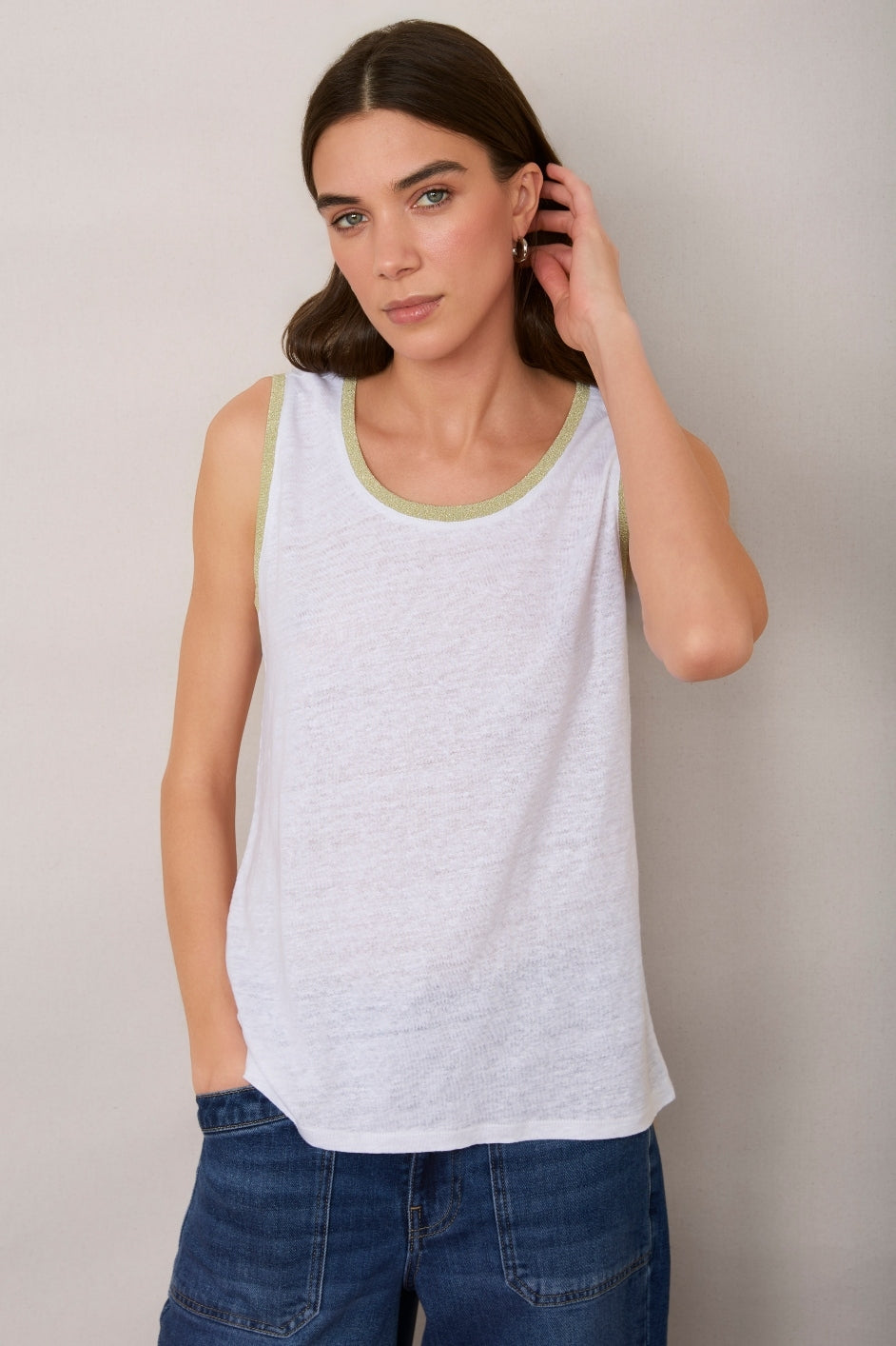 Lily Linen Vest - White