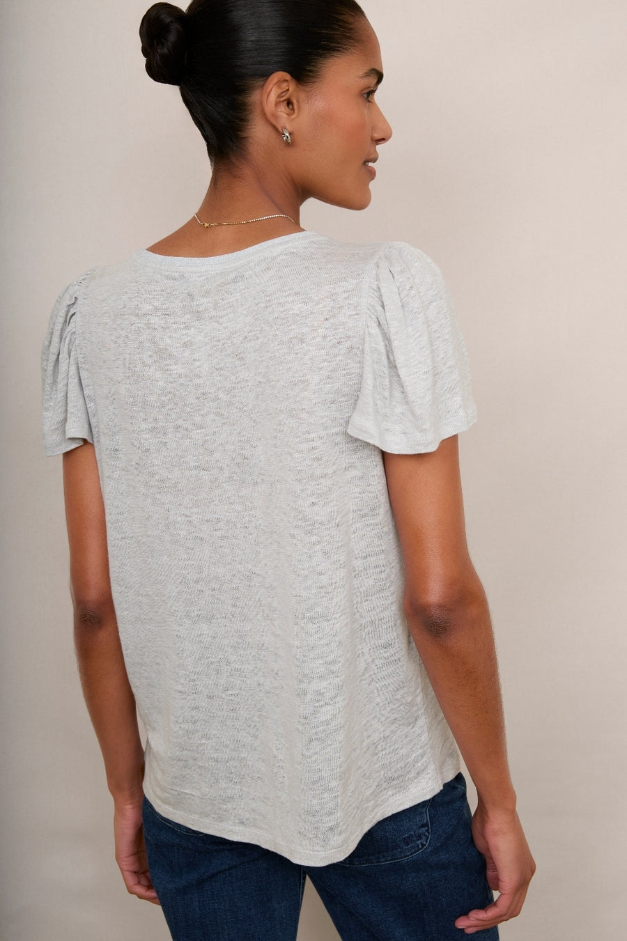 Lily Linen Tee Foil Print - Silver