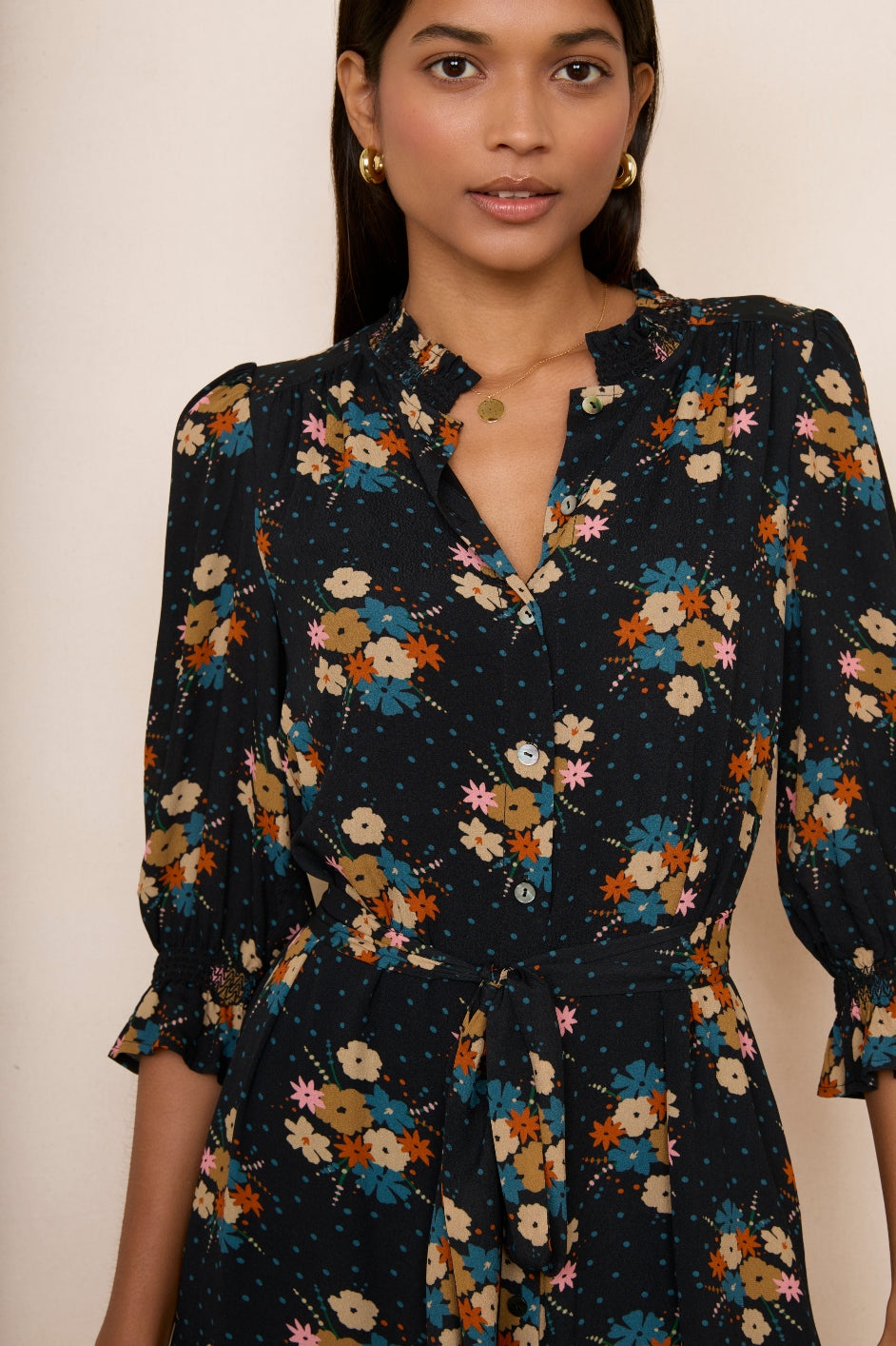 Lisette Shirt Dress - Black Floral