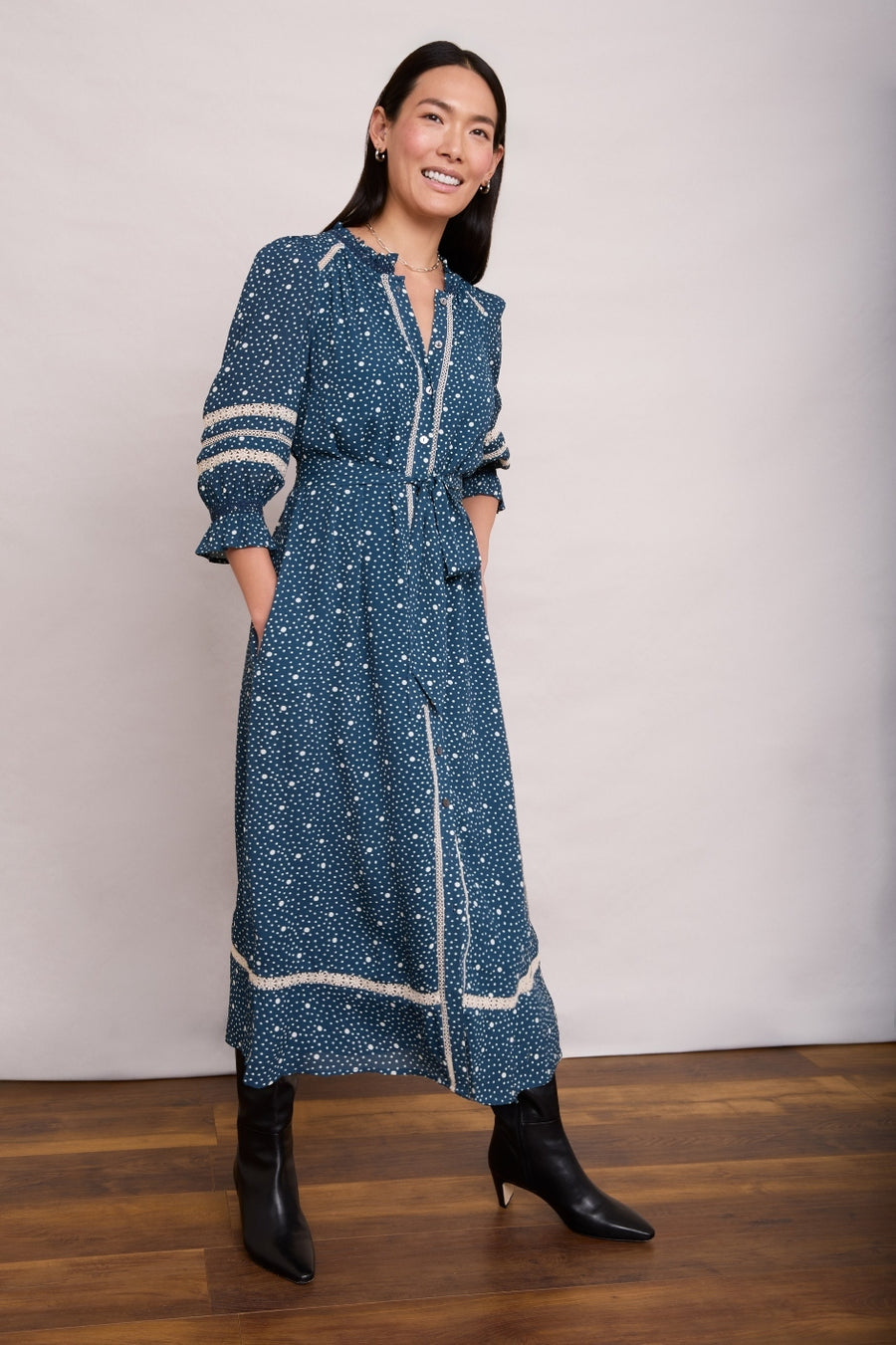 Lisette Shirt Dress - Blue Spot