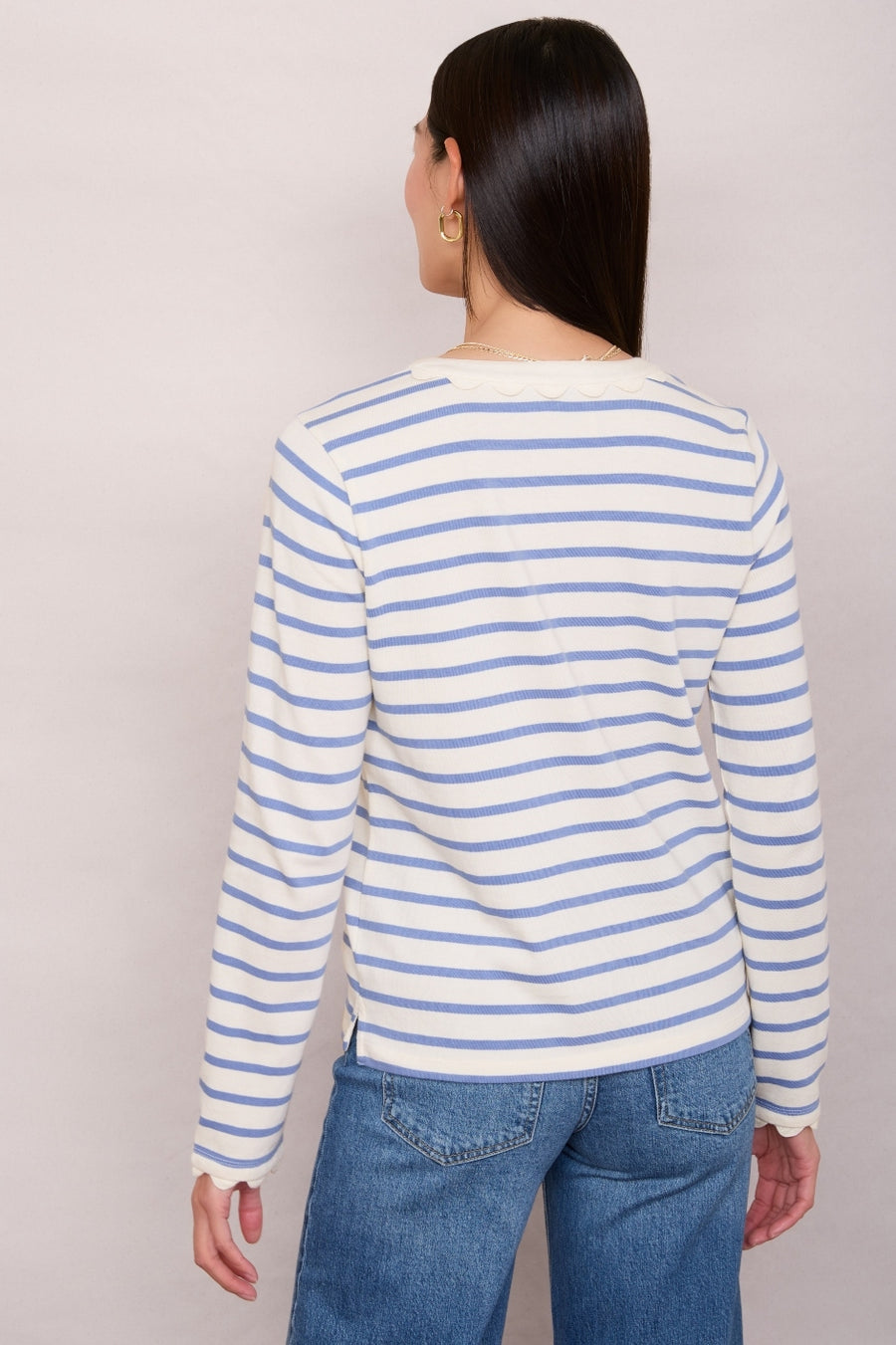 Lottie Top - Denim Blue/Ecru