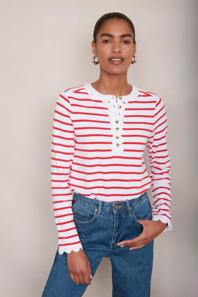 Lottie Top - Ivory/Red