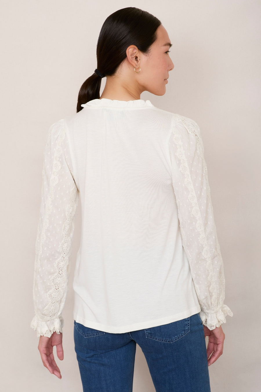 Luca Lace Mix Top - Ivory