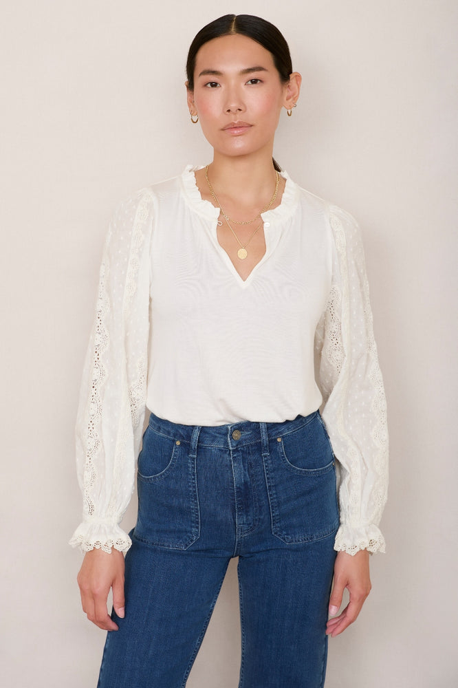 Luca Lace Mix Top - Ivory