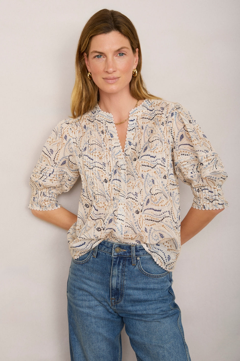 Maddison Blouse - Blue Paisley