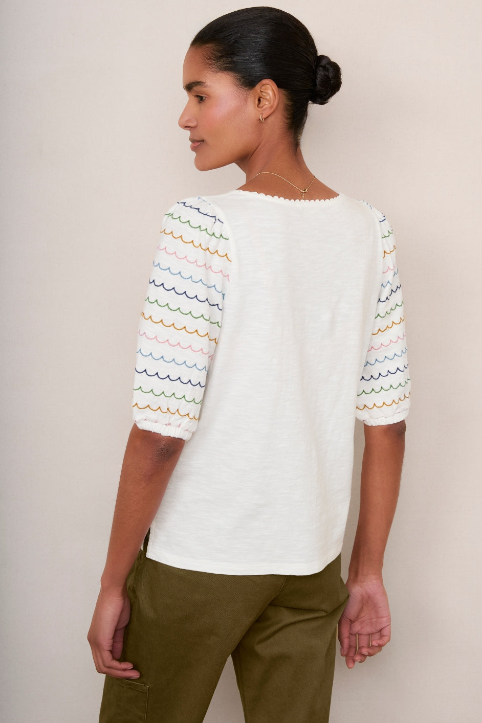 Maeva Scallop Top - White/Multi