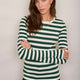 Marnie Long Sleeve Jersey Top - Green/Ivory Stripe