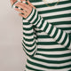 Marnie Long Sleeve Jersey Top - Green/Ivory Stripe