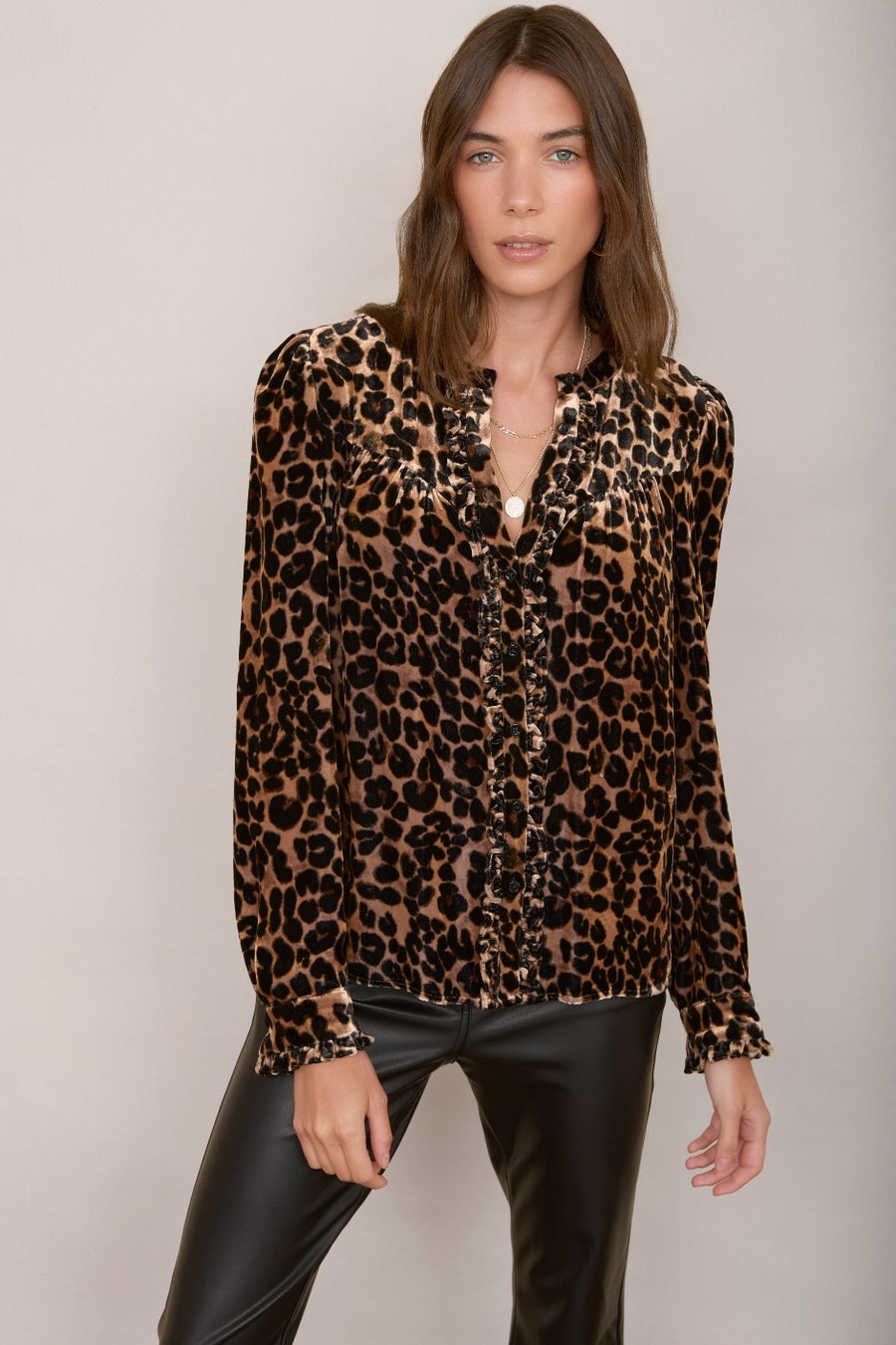 Freida Silk Velvet Blouse - Leopard