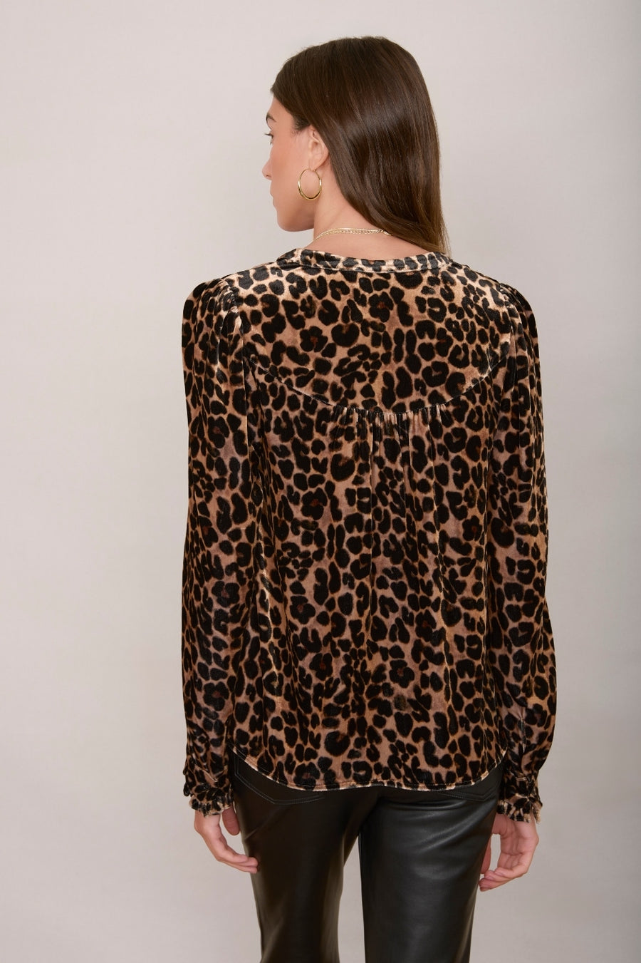 Freida Silk Velvet Blouse - Leopard