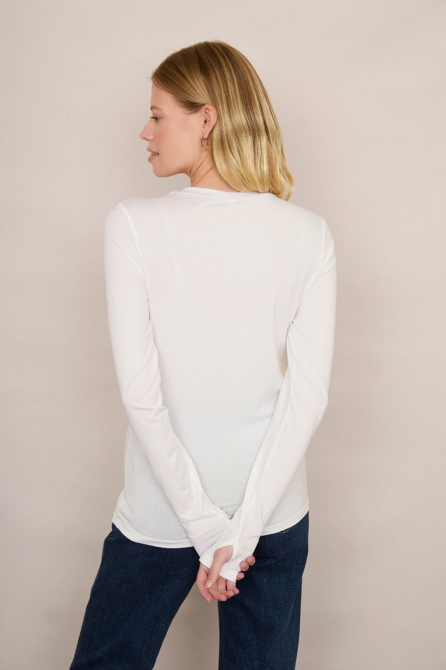 Marnie Long Sleeve Jersey Top - Ivory