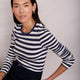 Marnie Long Sleeve Jersey Top - Midnight/Ivory Stripe