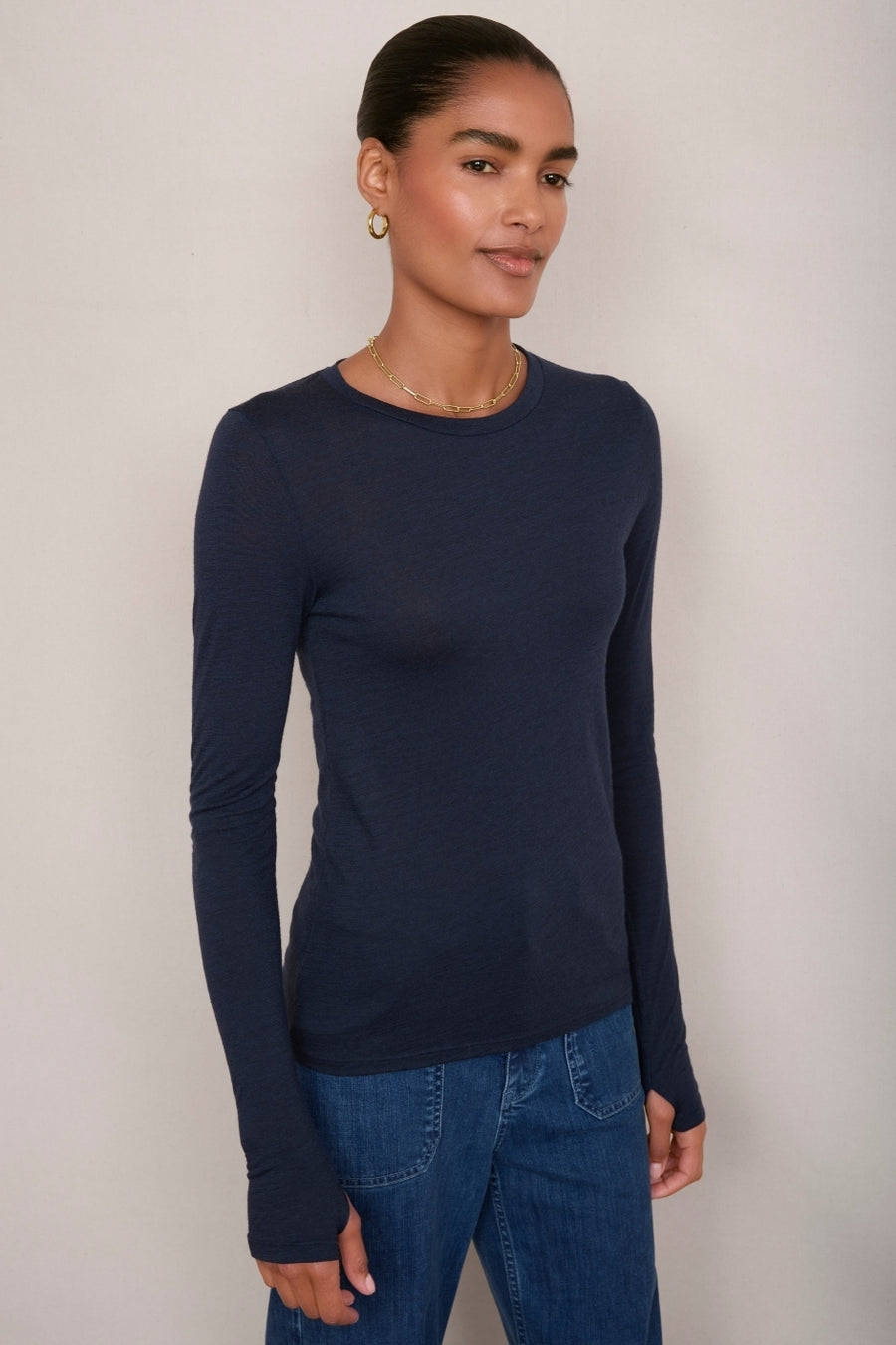 Marnie Merino Long Sleeve Top - Midnight