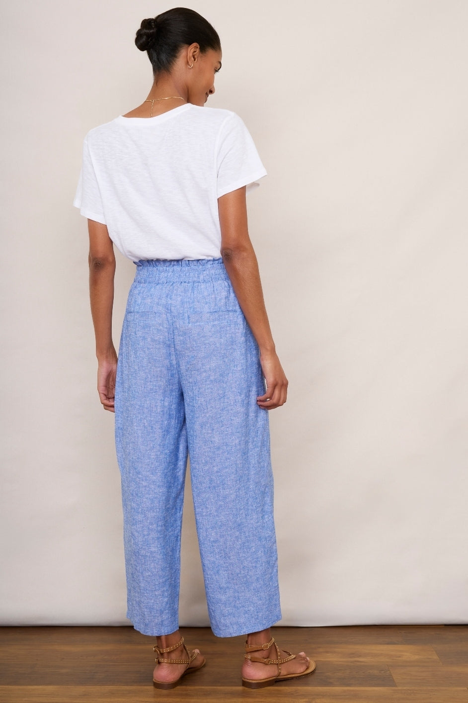 Martha Cropped Linen Trouser - Chambray