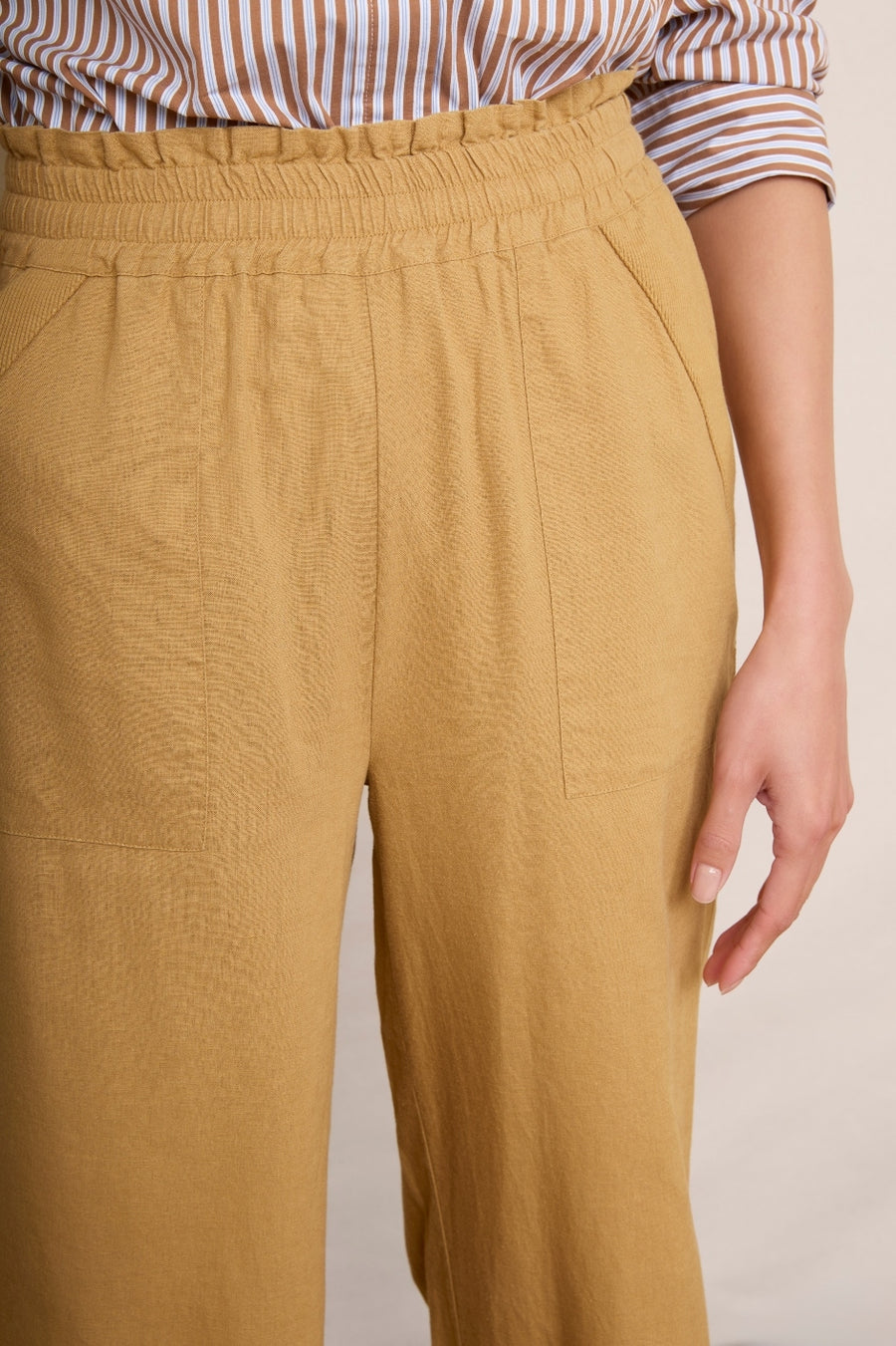 Martha Cropped Linen Trouser - Tan