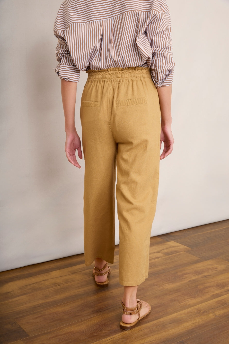 Martha Cropped Linen Trouser - Tan