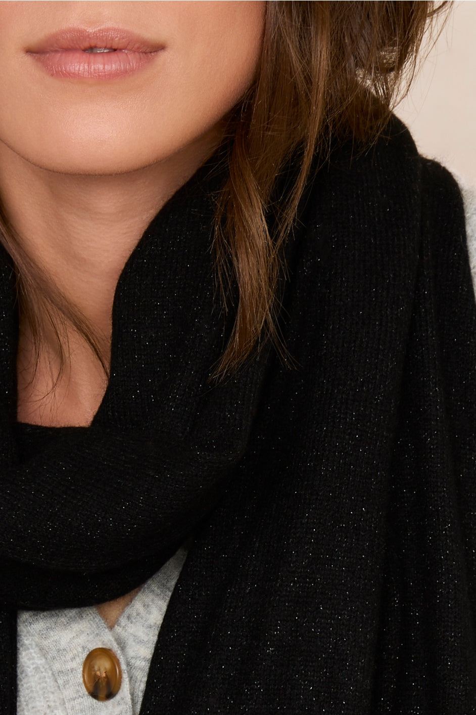 Mathilde Cashmere Scarf - Black Sparkle