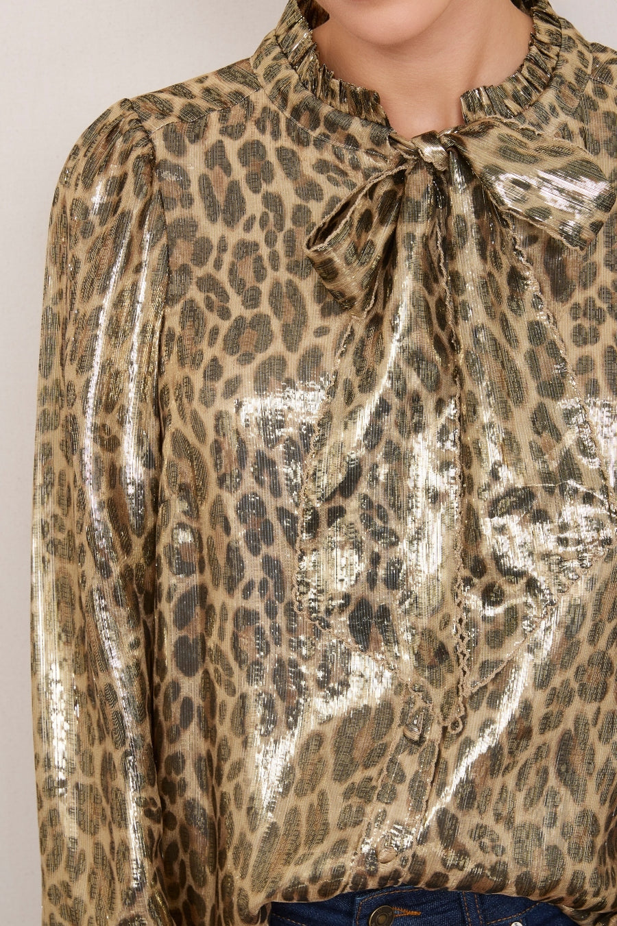 Merryn Silk Lame Blouse - Leopard