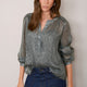 Pia Silk Blend Lame Blouse - Blue Shimmer