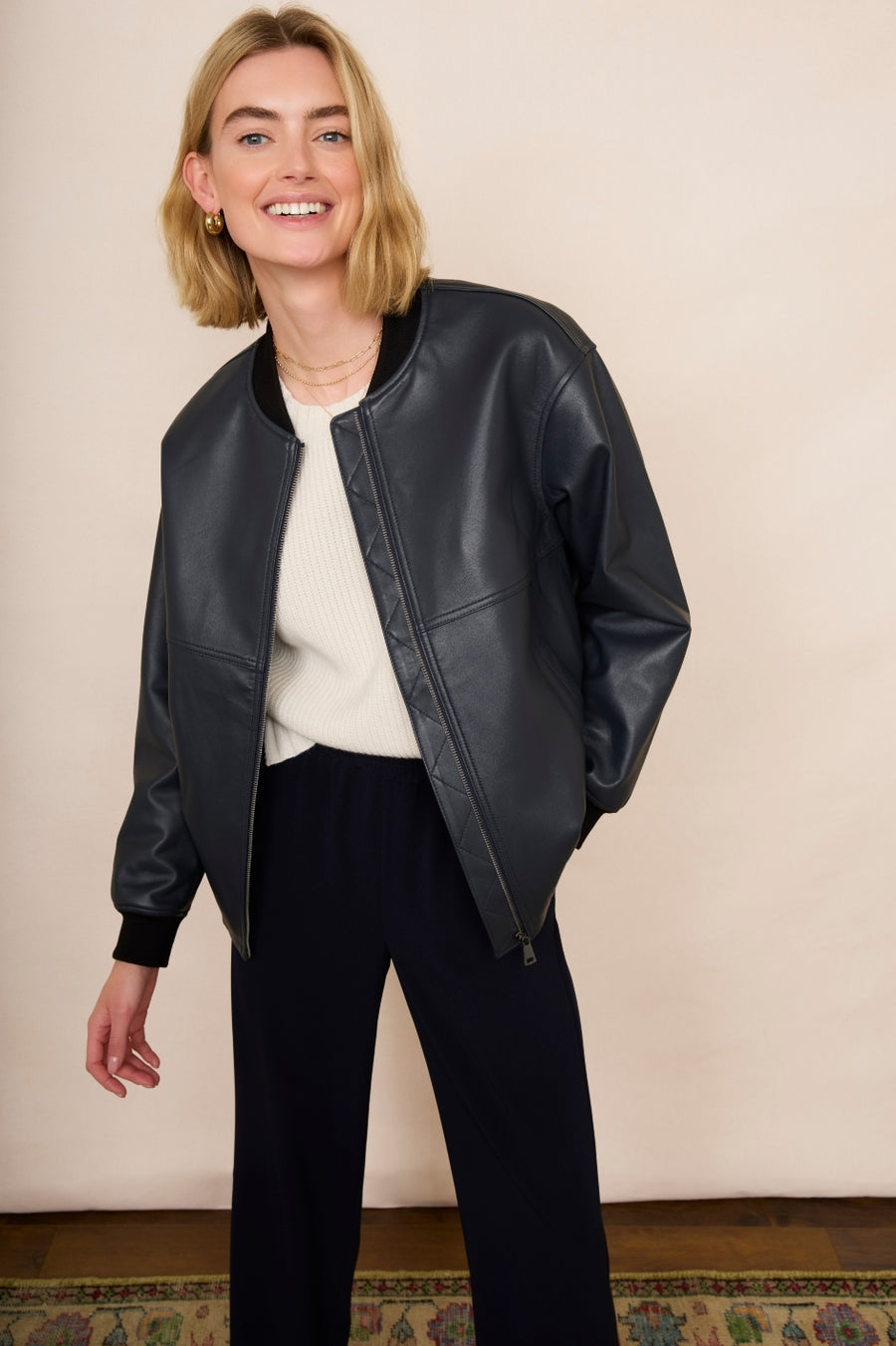 RD Style Quilted Faux Leather Jacket - Black - Little Somethings Boutique