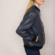 Milana Faux Leather Bomber Jacket - Blue/Black