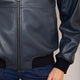 Milana Faux Leather Bomber Jacket - Blue/Black