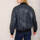 Milana Faux Leather Bomber Jacket - Blue/Black